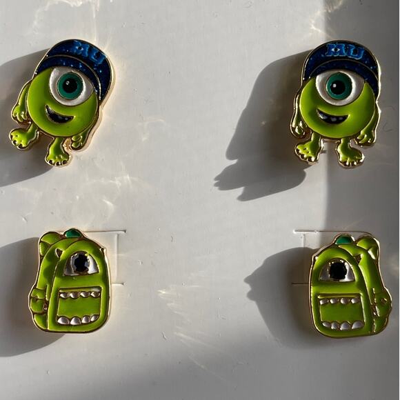 Disney Pixar BaubleBar Monsters Inc Mike Wazowski Stud Earrings 2 Pairs NEW - Picture 2 of 5